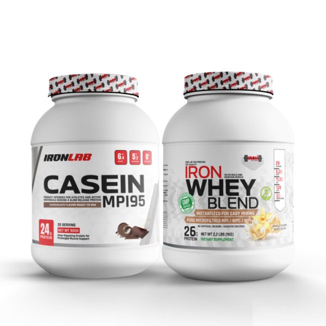Pack Caséine MPI 95 Chocolat (900 g) + Whey 1 kg Vanille