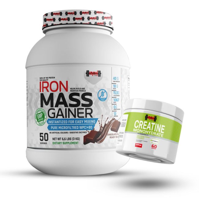 Pack Mass Gainer 3KG Chocolat + Créatine Monohydrate 200g