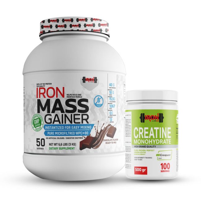 Pack Mass Gainer 3KG Chocolat + Créatine Monohydrate 500g