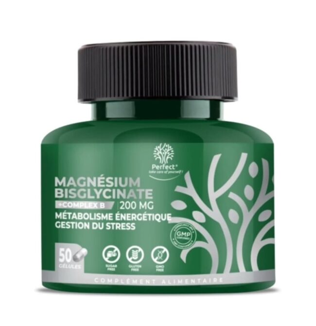 Magnesium Bisglycinate + Vitamine B Complex 300Mg - 50 Gélules - Perfect Nutrition
